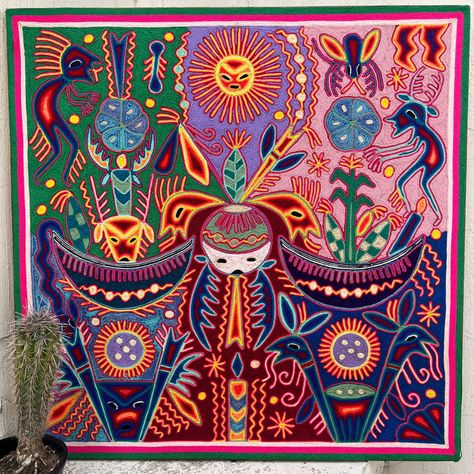 "Huichol thread painting, home decoration, office decoration, Mexican decoration, artwork made in Mexico, colorful decoration, colored thread paintings, Are you looking to have a unique and original decoration? Do you want to put color in any space in your house? Do you want to do with the perfect gift? These yarn paintings are a work of art, they are created by Mexican artisans who express their talent exclusively for MEXICO EN LA PIEL. Decorate your home, your office, and any space with this s Frida Kahlo, Size 7 Yarn Crochet Blanket, Yarn Art For Kids, Mexican Yarn Art, Mexican Yarn Painting, Yarn Painting Art, Crochet Baby Blanket Sizes, Huichol Yarn Painting, Mexican Wall Decor