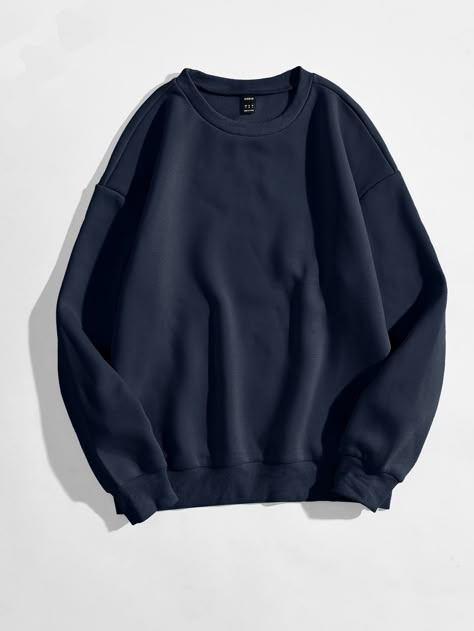 Blue Sweatshirt Outfit, Dark Blue Sweatshirt, Navy Blue Sweatshirt, Dropped Shoulder Sweatshirt, Dr Wardrobe, Sweatshirt Outfit, Dr Closet, Blue Sweatshirt, I Got It