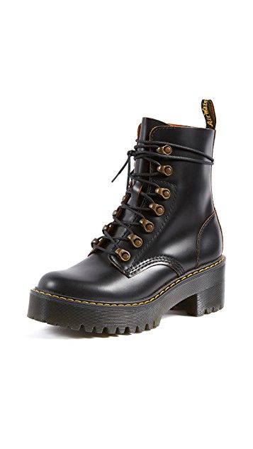 Dr. Martens Leona 7 Hook Boots Dr Martens Leona, Doctor Martens, Red Doc Martens, Doc Martens Style, Doc Martens Outfit, Dr Martens Womens, Doc Martens Boots, Army Boots, Leather Heeled Boots