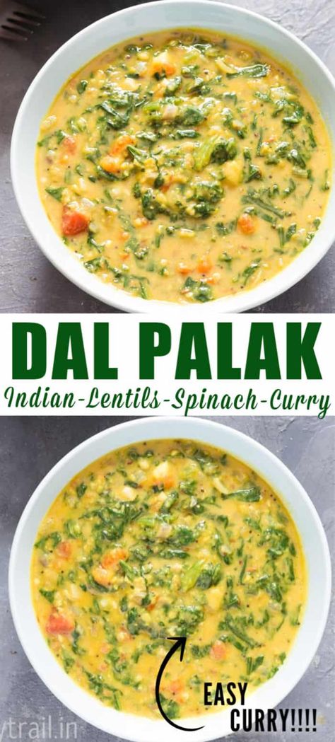 Palak Recipes Indian, Toor Dal Recipe, Dal Palak Recipe, Palak Recipe, Moong Dal Recipe, Dhal Recipe, Indian Lentils, Vegan Instant Pot Recipes, Easy Curry