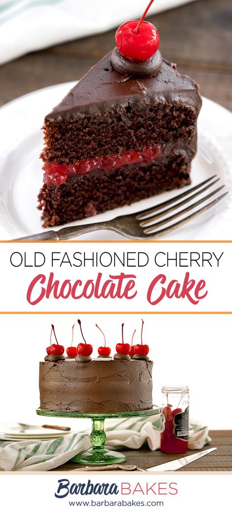 Classic Old-Fashioned Chocolate Cake with Cherry Filling and creamy chocolate icing is easy to make with simple ingredients and equipment. Celebrate your next birthday with this festive treat! Cherry Filled Chocolate Cake, Cherry Cake With Chocolate Frosting, Red Velvet Cake With Cherry Pie Filling, Chocolate Cherry Birthday Cake, Birthday Cake Recipe Chocolate, Cherry Filling For Cake, Chocolate Cherry Cake Easy, Chocolate Cake With Cherry Filling, Chocolate And Cherry Cake