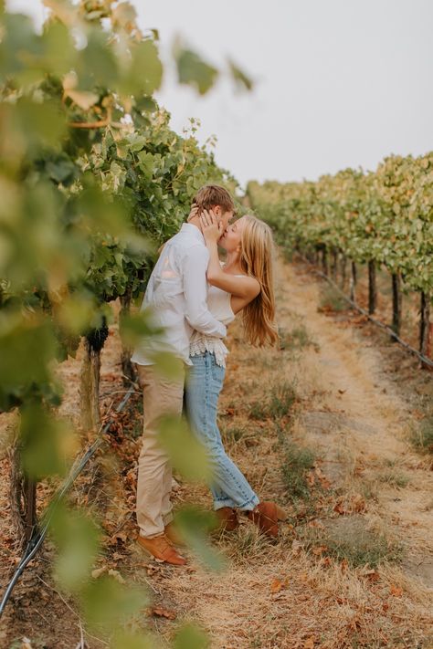 Engagement Theme Photoshoot, Vineyard Couple Pictures, Vineyard Couple Aesthetic, Winery Couples Photoshoot, Napa Valley Engagement Photos, Vineyard Engagement Photoshoot, Winery Couples Photography, Winery Couple Pictures, Engagement Photos Winery Vineyard