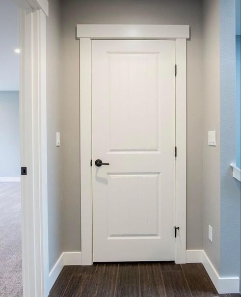 Door Casing Ideas Moldings, Shaker Doors Interior, Shaker Style Door Trim, Shaker Door Trim, Door Trim Ideas Interior, Shaker Style Trim, Two Panel Door, Interior Door Trim Ideas, Shaker Trim