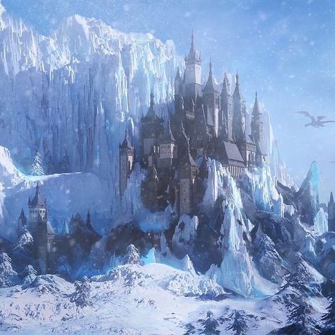 Digital Landscapes on Instagram: “Beautiful winter castle in the icy mountains. Would you live here?? - - Credit to @arthuryuan.art - - - - - #environmentdesign…” Icy Mountains, Winter Castle, Snow Castle, Dnd World Map, Middle Earth Art, Castle Aesthetic, Ice Castles, Building Art, Fantasy Castle