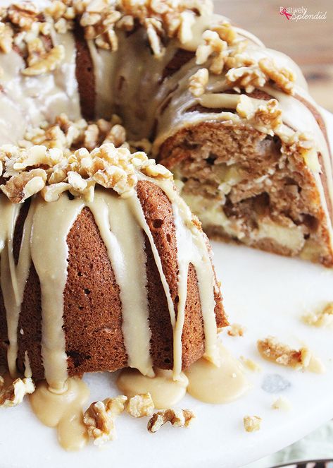 Apple Cream Cheese Cake with Praline Frosting - A delicious recipe to use fall apples! Best Bundt Cake Recipes, Best Bundt Cake, Pumpkin Buttermilk, Bundt Pan Recipes, Bundt Cake Recipes, Apple Cream Cheese, Bundt Recipes, Cake Pumpkin, Buttermilk Pound Cake