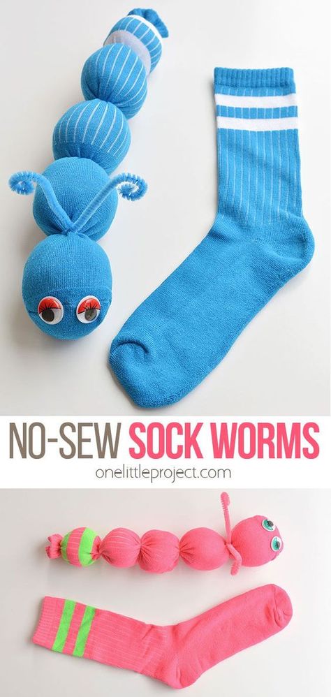 Worm Crafts, Babysitting Crafts, Mismatched Socks, Fabric Crafts Diy, Toddler Arts And Crafts, Sock Crafts, Easy Arts And Crafts, Daycare Crafts, Toddler Art