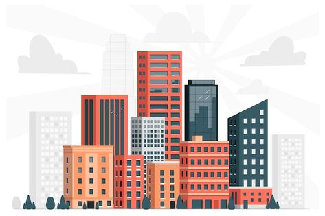 City skyline concept illustration | Free Vector #Freepik #freevector #building-illustration #flat-city #city-illustration #building-skyline City Life Illustration, Flat Illustration City, Building Illustration Vector, Buildings Illustration, Bank Illustration, Flat Building, City Vector Illustration, Urban Illustration, Illustration Building