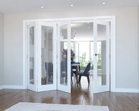 Internal Bifold Doors & Room Dividers | Aspire Doors Space Saving Door Ideas, Bifold Interior Doors, White Bifold Doors, Sliding Door Room Dividers, Space Saving Doors, Glass Bifold Doors, Internal Folding Doors, Stacking Doors, Door Dividers