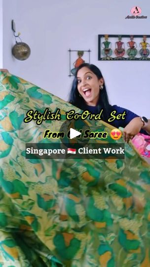 Dress Using Old Saree, Full Work Blouse Designs, Reuse Of Old Sarees, Old Saree To New Dress, Dress From Old Saree, Saree Reuse, New Blouse Designs, Coord Set, Saree Dress