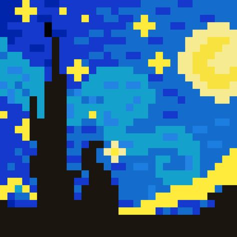 Starry Night Pixel Art, Pixel Art 32x32 Grid, Night Pixel Art, 32x32 Pixel Art Grid, Pixel Art Minecraft, Pixel Art Background, Easy Pixel Art, Pixel Drawing, Pixel Art Grid