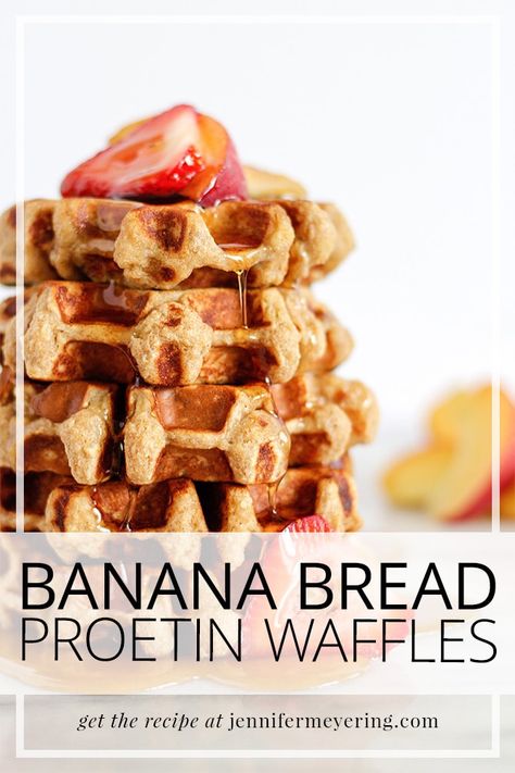 Banana Bread Protein Waffles - Jennifer Meyering Banana Bread Waffles, Protein Waffles, Waffles Recipe, Complete Protein, Best Protein, Delicious Breakfast, Red Meat, Banana Bread, Allergies