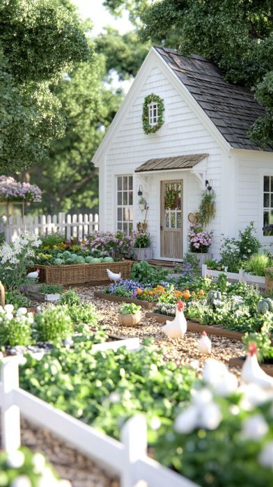 Backyard Homestead Aesthetic, Hobby Farm Garden, Small Home Farm, Home Farm Garden, Farm Garden Aesthetic, Country Farmhouse Backyard, Homestead Asethic, Homestead Living Aesthetic, Self Sufficient Living Aesthetic