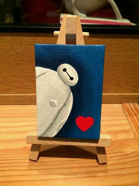 Baymax Disney Canvas Paintings, Mini Tela, Mini Toile, Disney Canvas Art, Disney Canvas, Disney Paintings, Simple Canvas Paintings, Cute Canvas Paintings, Easy Canvas Painting