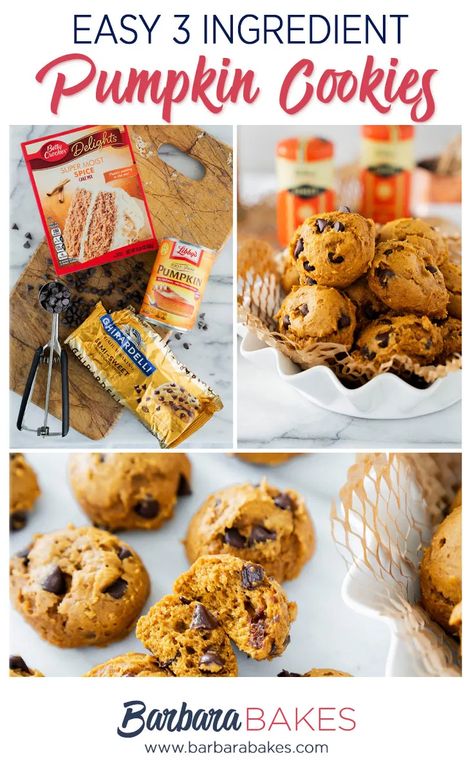 Pumpkin Chocolate Chip Cookies Easy Cake Mixes, Easy Pumpkin Chocolate Chip Cookies, Pumpkin Chocolate Chip Cookies Easy, Three Ingredient Cookies, Pumpkin Cookies Easy, Pumpkin Chip, Fall Meals, Easy Chocolate Chip Cookies, Pumpkin Chocolate Chip