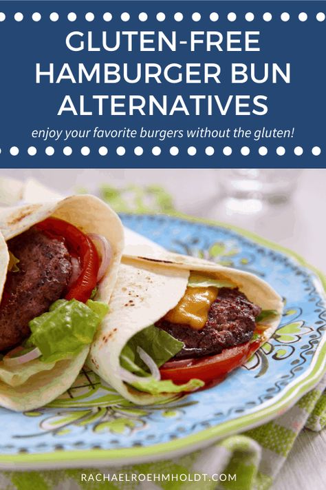 Hamburger Bun Alternative, Hamburgers Without Buns, No Bun Burger Recipes, Burger Without Bun Ideas, Gluten Free Burgers, Gluten Free Hamburger Buns, Gluten Free Naan, Gluten Free Hamburger, Gluten Free Burger