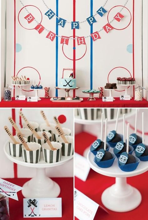 Hockey Party Activities, Hockey Party Food Ideas, 1st Birthday Hockey Theme, Hockey Themed Birthday Party, Hockey Birthday Party, Hockey Birthday Parties, Hockey Tape, Hockey Party, Hockey Birthday