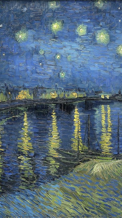 Van Gogh iPhone wallpaper, HD background, Starry Night Over the Rhone | free image by rawpixel.com / Gade Van Gogh Iphone Wallpaper, Monet Wallpaper, Art Klimt, Van Gogh Wallpaper, Starry Night Wallpaper, Starry Night Over The Rhone, Claude Monet Water Lilies, Klimt Art, Claude Monet Art