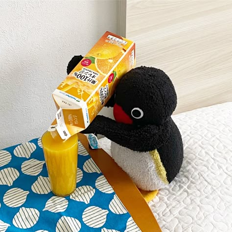 Stuffed Penguin, Pingu Pingu, Noot Noot, Cute Stuffed Animals, Cute Plush, Orange Juice, 귀여운 동물, Profile Pics, Reaction Pictures