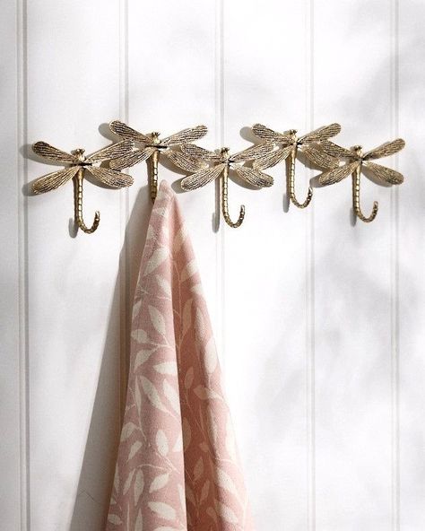 Cool Coat Hooks, Bedroom Aesthetic Wall Decor, Gold Coat Hooks, Hook Board, Chevron Door, Garden Hooks, Garden Bench Cushions, Dragonfly Decor, Bedroom Redo