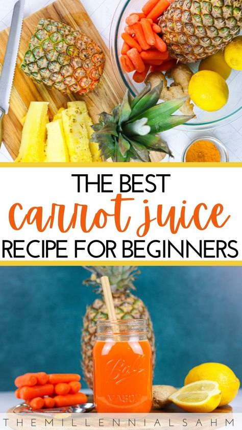 Carrot Juice Benefits Plus Easy Carrot Juice Recipe Carrot Juice Recipe Juicers, Carrot Juice Benefits, Carrot Juice Recipe, Healthy Juicer Recipes, Juice Benefits, Fruit Juice Recipes, Healthy Juice Drinks, Morning Juice, Juicer Recipes