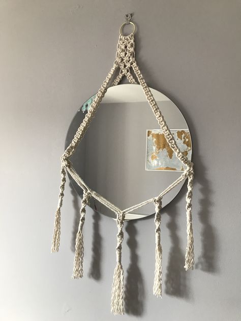 Macrame Mirror Hanger, Macrame Mirror Wall Hanging, Mirror Macrame, Diy Macrame Wall Hanging, Macrame Mirror, Makramee Diy, Handmade Tapestries, Macrame Wall Hanging Diy, Mini Macrame