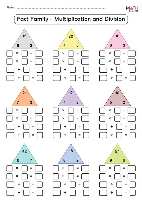 Arrays Worksheet, Worksheet Multiplication, Division Facts Worksheets, Fact Families Multiplication, Array Worksheets, Division Fact Families, Fact Family Worksheet, Multiplication And Division Worksheets, Multiplication Facts Worksheets