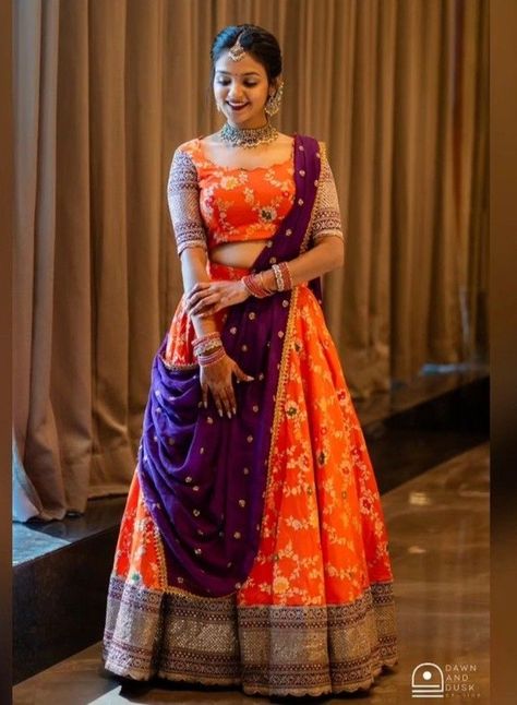 Customized Lehenga Designs, Trendy Blouse Designs For Half Saree, Half Saree Stitching Ideas, Simple Blouse Designs For Half Saree, Fancy Langa Voni Half Saree, Half Saree For Engagement Bride, Fancy Half Sarees Latest Designs, Wedding Half Saree Designs, Half Saree Lehenga Simple