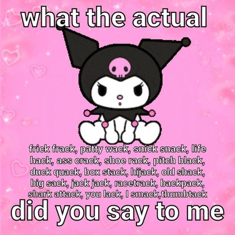 Humour, Kuromi Love Reaction, Kuromi Pfp Funny, Kuromi Quotes, Kuromi Reaction Pics, Hello Kitty In Love, Kuromi Funny, Kuromi As A Human, Buff Sanrio