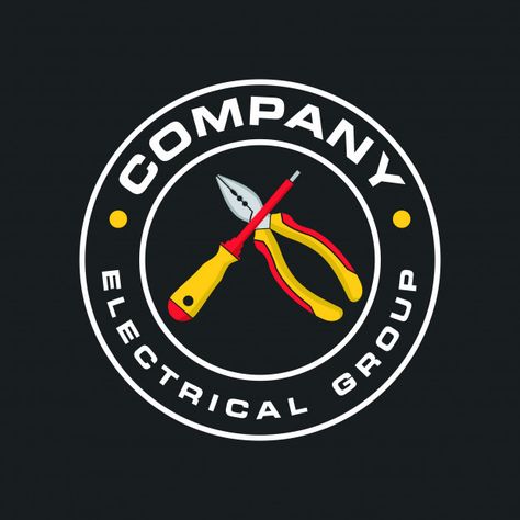 Electrical logo Premium Vector | Premium Vector #Freepik #vector #logo #home #worker #tools Electrical Logo Design Graphics, Electrical Logo Design Ideas, Electrician Logo Design, Electrical Company Logo, Electrical Logo, Electricity Logo, Electrician Logo, Company Name Ideas, Energy Logo Design