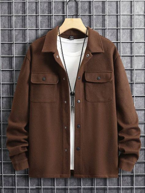 Mens Fall Outfits, Man's Overcoat, Overcoat Men, Fall Outfits Men, Button Up Jacket, Jacket With Pockets, Men Fashion Casual Outfits, Brown Jacket, Outfit Casual