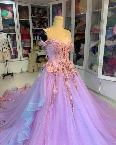 MollyNguyenDesign on Instagram: “Fairy Rapunzel Wedding Dress 🥰🥰🥰” Fairy Theme Quince, Rapunzel Wedding Theme, Rapunzel Wedding Dress, Tangled Dress, Themed Prom Dresses, Rapunzel Wedding, Tangled Wedding, Quince Dresses Purple, Quinceanera Themes Dresses