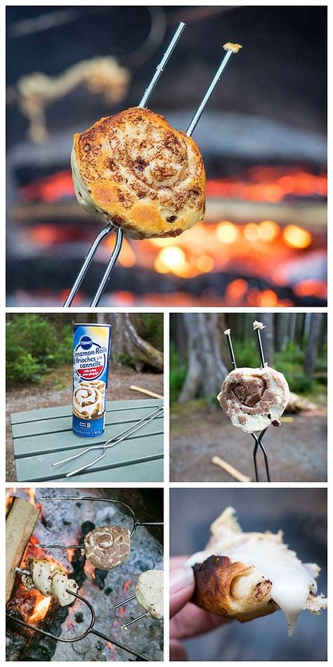 Expertly cook cinnamon rolls over the campfire with these tips from Dabbles and Babbles. Tent Camping Food, Campfire Cones, Zelt Camping, Best Camping Meals, Camping Hacks Food, Tent Camping Hacks, Easy Camping Meals, Family Tent Camping, Summer Corn Salad