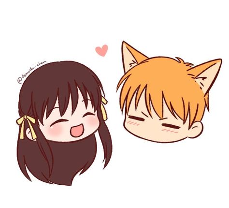 Chibi Fruits Basket, Tohru And Kyo, Fruit Basket Drawing, Kyo Tohru, Fruit Basket Anime, Japanese Zodiac, Fruits Basket Kyo, Fruits Basket Manga, Basket Drawing