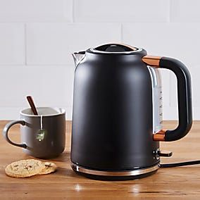 Blue Kitchen Canisters, Copper Kitchen Accessories, Copper Pyramid, Travel Kettle, Navy Blue Kitchen, Navy And Copper, Kettle And Toaster Set, Copper Jug, Coffee Storage