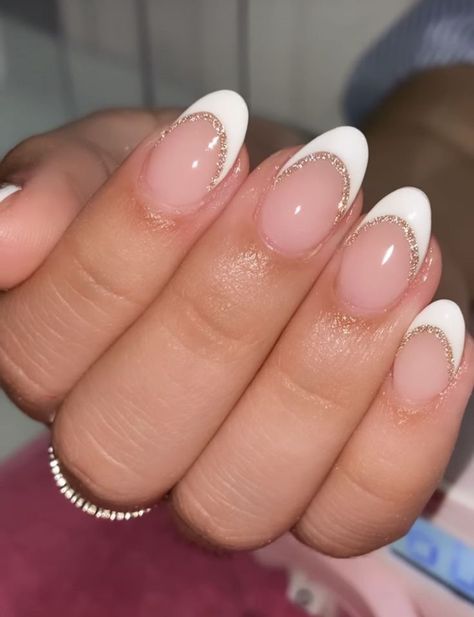 There's a new beauty trend taking over Instagram and it's absolutely stunning. Say hello to "quartz nails". Nail Length Chart Almond, Cute French Dip Nails, Hoco Nails With Blue Dress, White French Tip Nails With Gold Line, Cute Nail Ideas For Christmas, Clean Girl Nail Designs, Easy Nails Christmas, Simple Christmas/new Years Nails, Semi Formal Nail Ideas