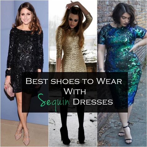 High Heel Guide | Best Shoes to Wear with Sequin Dress Black Sequin Dress Short Shoes, Shoes Sequin Dress, Shoes For Black Sequin Dress, Styling A Green Sequin Dress, Sequins Dress Shoes, Green Sequin Dress Outfit Shoes, Sequin Dresses And Boots, Black Sequin Dress Shoes, Shoes For Silver Sequin Dress