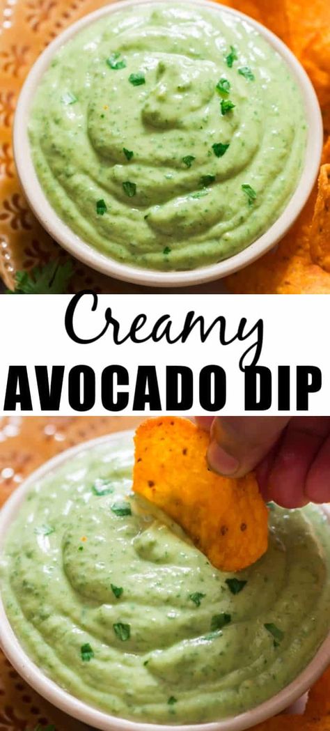 Avacado Dip, Snacks Platter, Creamy Avocado Dip, Avocado Puree, Cilantro Lime Crema, Guacamole Dip Recipes, Avocado Dipping Sauce, Avocado Dip Recipe, Lime Crema