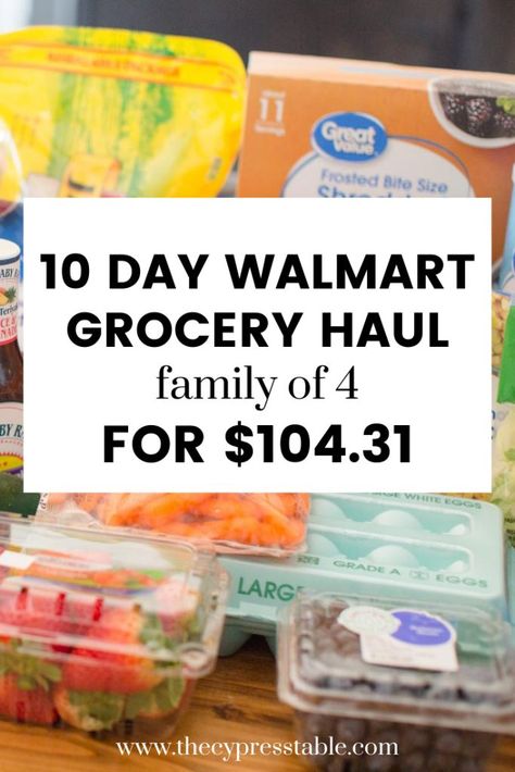 Check out what my family of 4 bought and ate for 10 days for around $100! It's not as hard to eat healthy and on a budget as you might think, just follow along! Family Of 4 Grocery List, Grocery List For Family Of 4, Walmart Grocery List, Budget Grocery List, Budget Challenge, Grocery Budget, Budget Meal Planning, Grocery Haul, Family Of 5