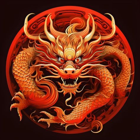 Photo chinese symbol of animal zodiac dr... | Premium Photo #Freepik #photo Korean Dragon, Colorful Digital Art, Chinese Dragon Art, Iphone Wallpaper Blur, Chinese New Year Background, Animal Zodiac, Dragon Icon, Chinese New Year Crafts, Dragon Face