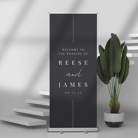 Inline | Modern Minimal Wedding Welcome Retractable Banner Classic Lettering, Wedding Entry, Dekorasi Wedding, Wedding Banners, Lash Salon, Minimalist Typography, Retractable Banner, Photo Guest Book, Event Signage