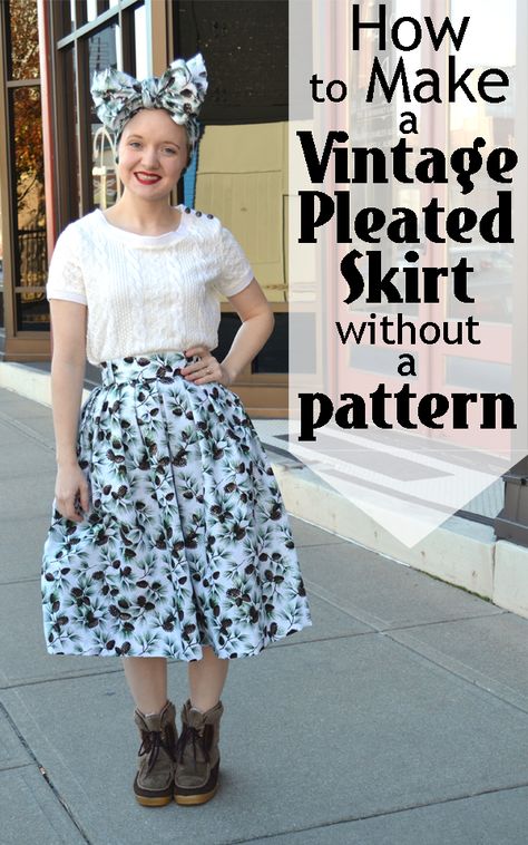 Flashback Summer: How to Make a Vintage Pleated Skirt without a Pattern 50s Skirt Pattern, Streetwear Beanie, Pleated Skirt Pattern, Vintage Pleated Skirt, Beanie Fashion, Skirt Pattern Free, Pleats Pattern, Retro Skirt, Vintage Lifestyle