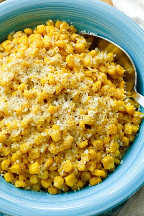 This Brown Butter Parmesan Corn recipe transforms canned corn into a holiday-worthy side dish in just minutes!  #corn #sidedish #brownbutter Parmesan Corn, Thanksgiving Side Dishes Crockpot, Canned Corn Recipes, Parmesan Butter, Corn Recipes Side Dishes, Corn Side Dish, Best Thanksgiving Side Dishes, Corn Dishes, Side Dishes For Chicken