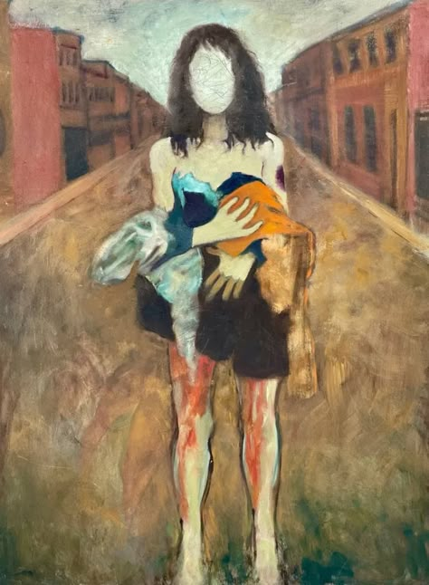 Lost Paintings Art, Female Struggles Art, Social Realism Art Expressionism, Social Realism Painting, Sa Awareness Art, Woman Rage Art, Art Representing Loneliness, Abused Women Art, Meaningful Painting Inspiration