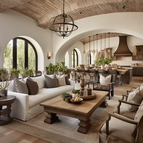 New decorating Trends for 2024 Home Interior Design Spanish, European Family Room, Italian Style Decorating Ideas, French Country House Interior Design, Tuscany Home Interior, Tuscan Inspired Homes, Tuscan Modern Interior Design, Updated Tuscan Decor, Modern Tuscan Home Interiors