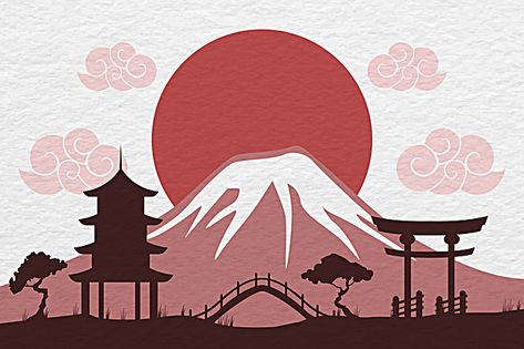 Mount Fuji Silhouette background Mount Fuji Background, Japanese Art Icon, Mount Fuji Art, Mount Fuji Drawing, Fuji Mountain Illustration, Japanese Art Background, Mt Fuji Tattoo, Mount Fuji Tattoo, Japan Art Illustration