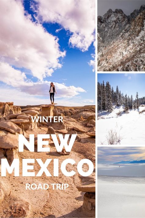 Winter road trip in New Mexico – MilaDidIt New Mexico Travel Winter, New Mexico Winter Vacation, Arizona And New Mexico Road Trip, New Mexico Outfits, New Mexico Winter, New Mexico Camping, Mexico Road Trip, Sante Fe New Mexico, Winter Road Trip