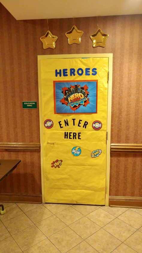 Hometown Heroes Theme, Super Hero Vbs Decorations, Hero Hotline Vbs Decorations, Superhero Vbs Decorations, Super Hero Vbs, Vbs Superhero Theme, Hero Central Vbs, Superhero Decor, Superhero Vbs