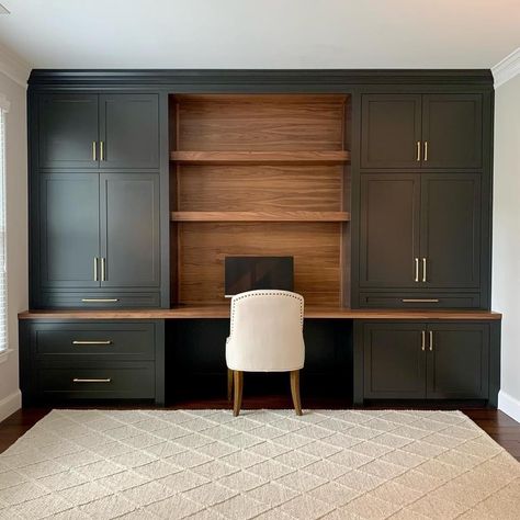 Condo Built Ins Small Spaces, Small Den With Desk, Modern Cottage Design Interior, Small Basement Office Ideas No Windows, Built In Desk And Shelves Bedroom, Built In Desk And Shelves, Home Gel Nails, Condo Inspiration, Home Office Built Ins