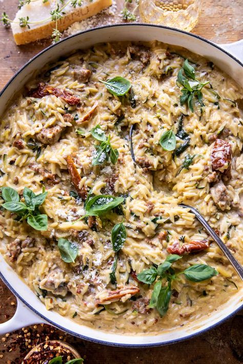 Sun Dried Tomato Orzo, Tomato Orzo, Half Baked Harvest Recipes, Orzo Recipes, Harvest Recipes, Half Baked, Cozy Meals, Winter Dinner, Low Sodium Chicken Broth