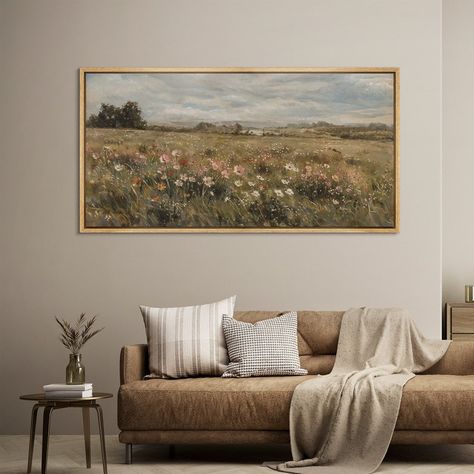 Wall Decor Behind Couch, Decor Above Couch, Large Wall Decor Living Room, Living Room Canvas Art, Wildflower Field, Above Couch, Big Wall Art, Panoramic Wall Art, Hotel Kitchen